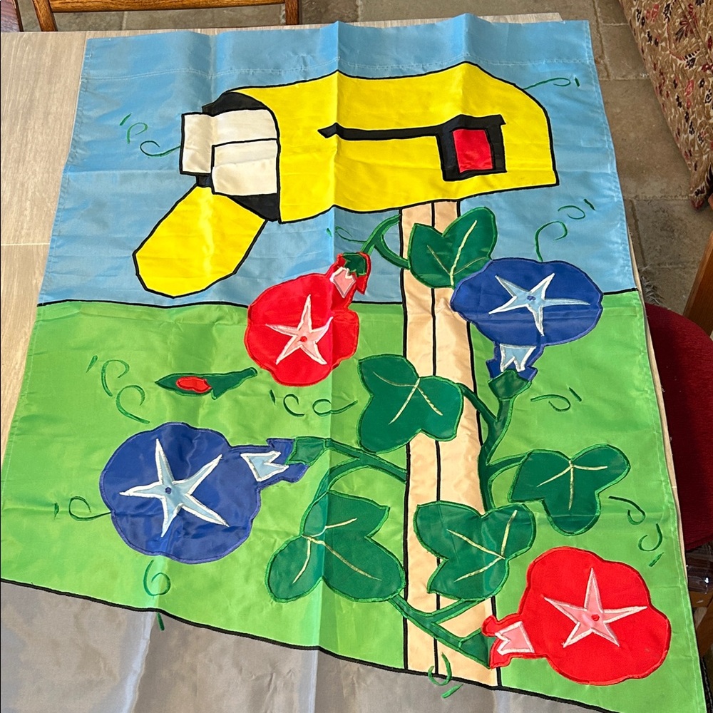 Colorful Garden Flag with Mailbox Design